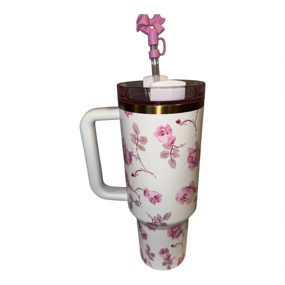 40oz Stanley x LoveShackFancy Limited Edition Tumbler Ribbon Rosa AUTHENTIC NWB - Picture 7 of 11